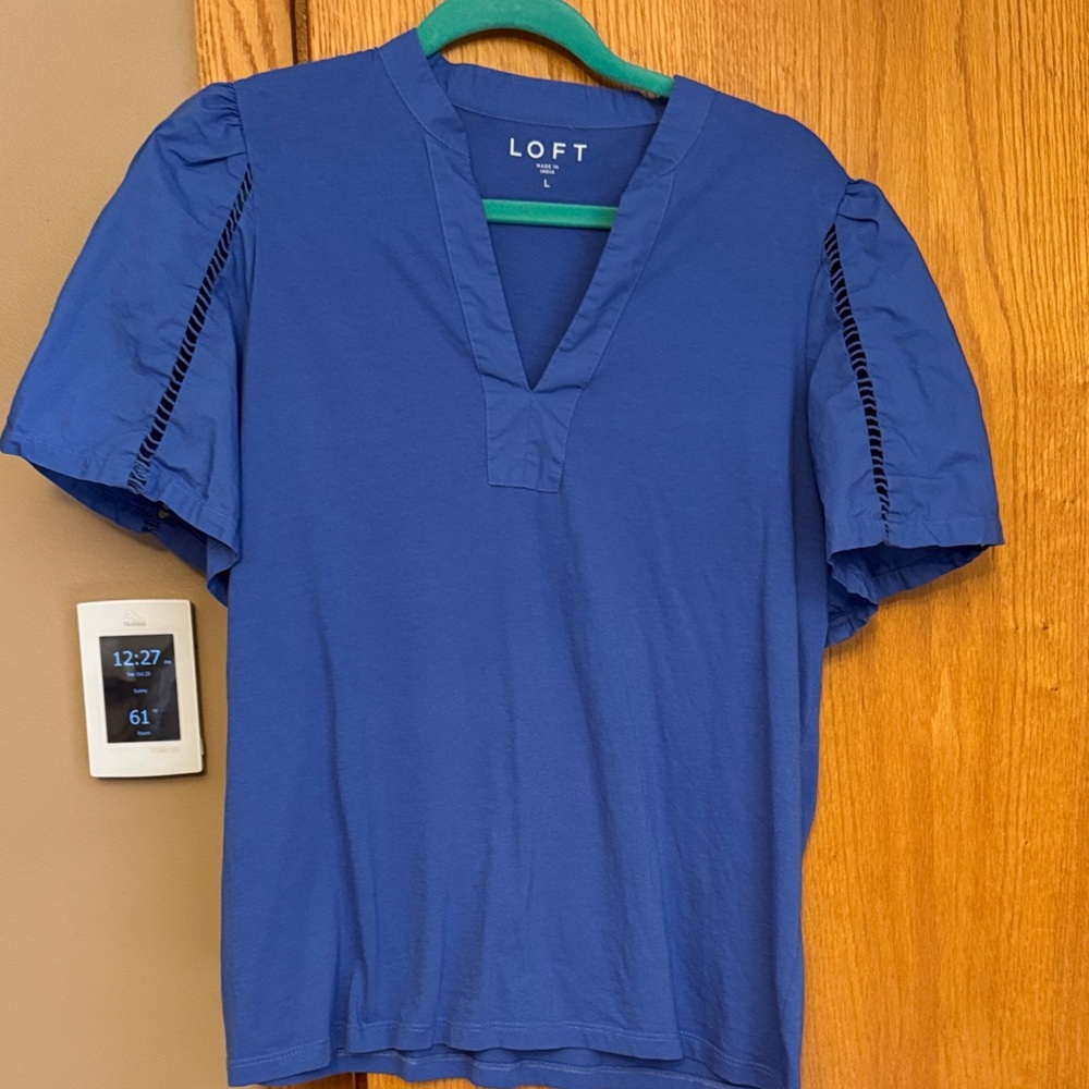 LOFT Royal Blue Puff Sleeve Top